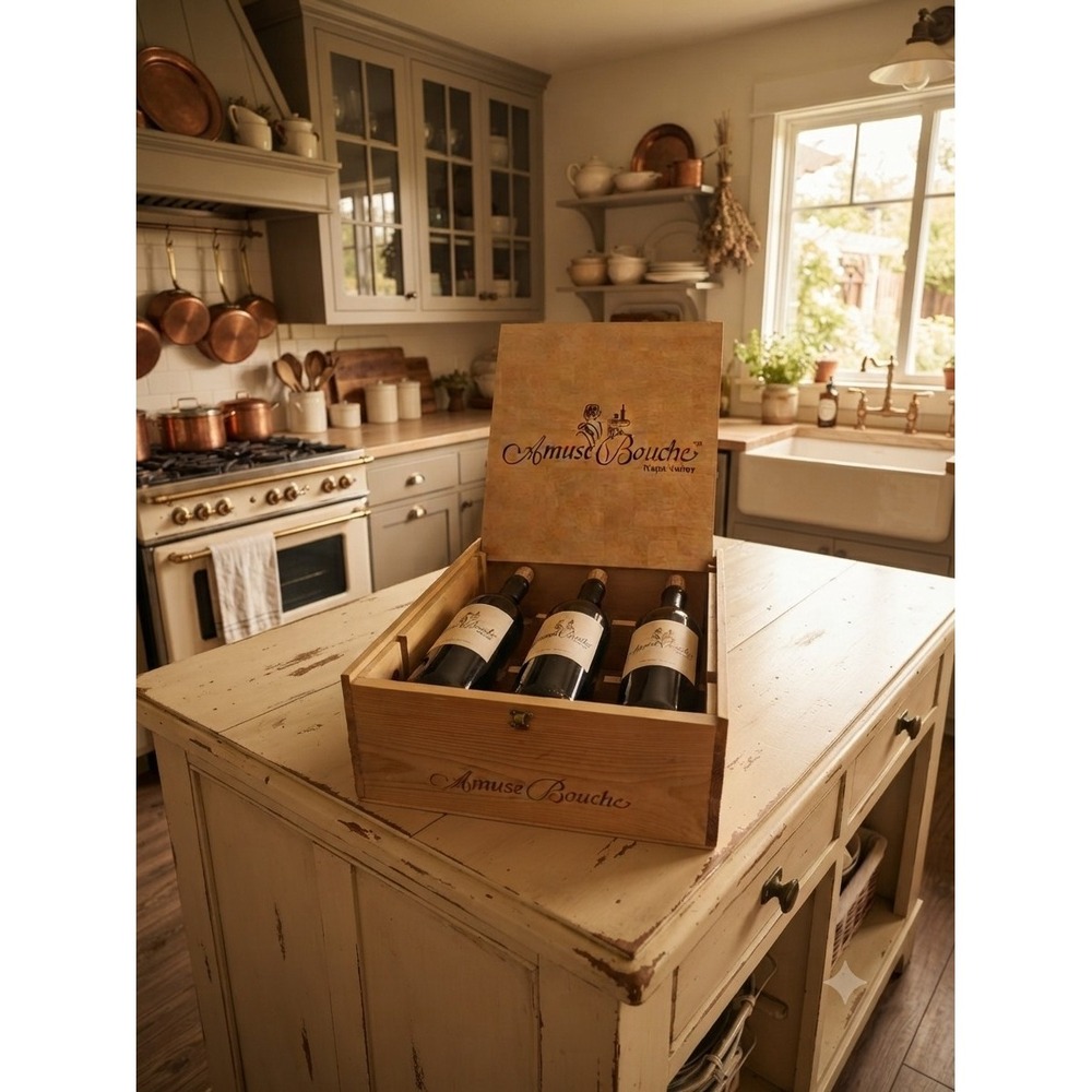 Vintage 2005 Amuse Bouche Napa Valley Wine Crate Wooden Box Display Storage